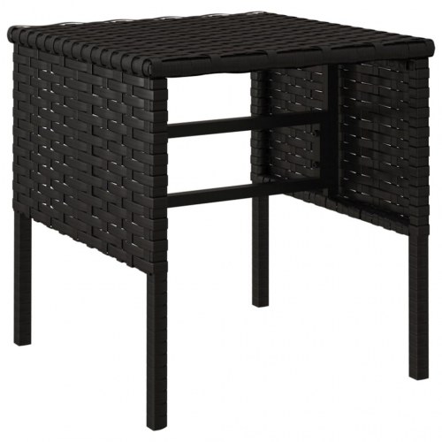 Fodskamler med hynder 4 stk. til haven - polyrattan, sort