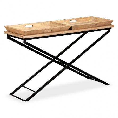 Konsolbord i massivt mangotræ - 130 × 40 × 80 cm, industrielt design