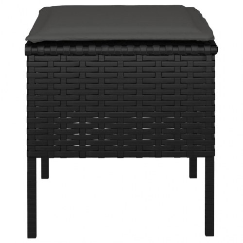 Fodskamler med hynder 4 stk. til haven - polyrattan, sort
