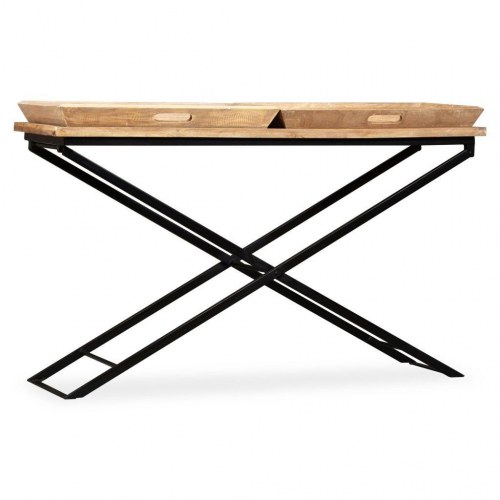Konsolbord i massivt mangotræ - 130 × 40 × 80 cm, industrielt design