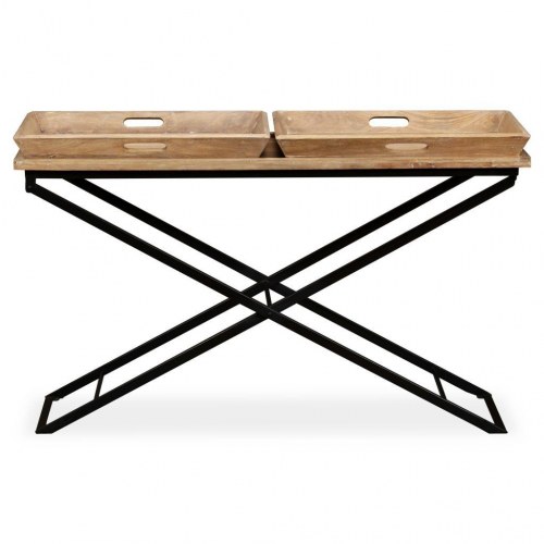 Konsolbord i massivt mangotræ - 130 × 40 × 80 cm, industrielt design