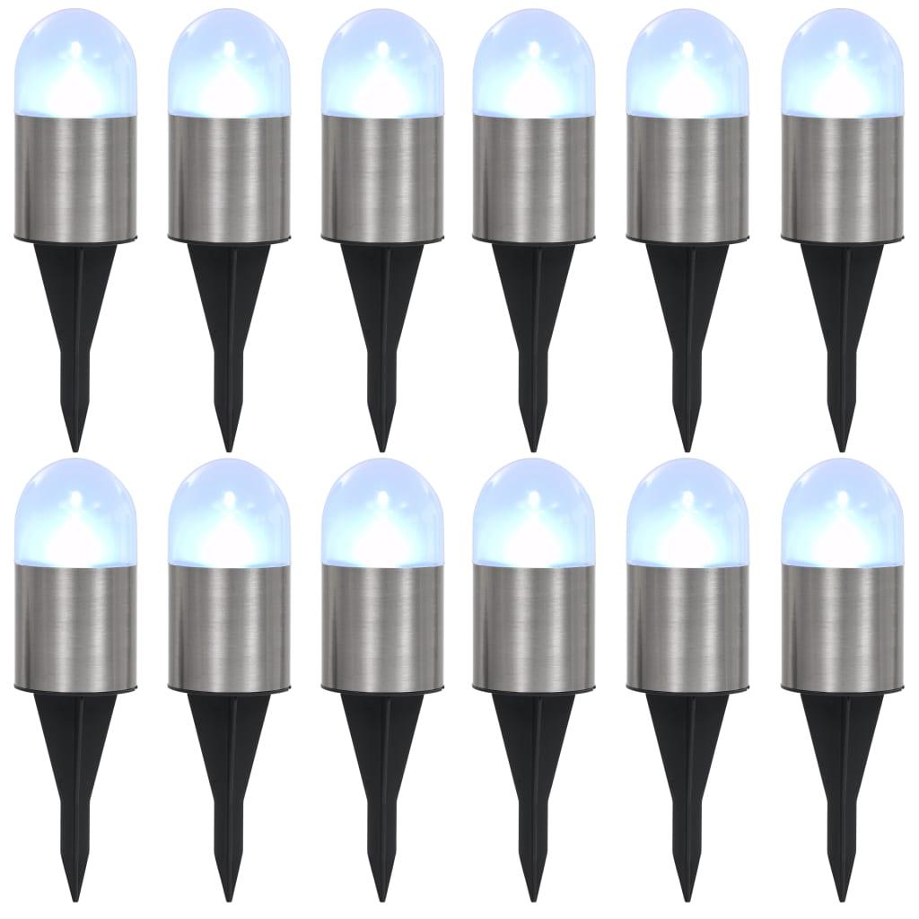 Soldrevne LED-nedgravningsspots 12 stk. hvidt lys