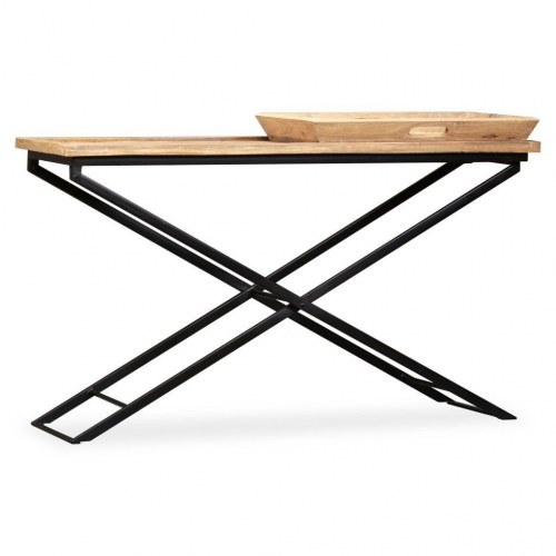Konsolbord i massivt mangotræ - 130 × 40 × 80 cm, industrielt design