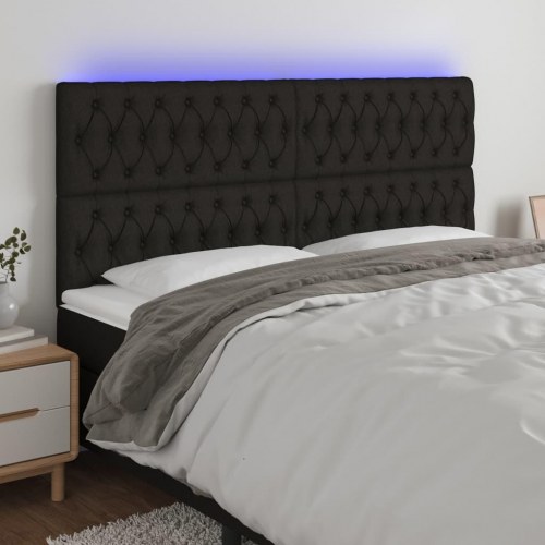 Sengegavl med LED-lys 180 x 7 x 118/128 cm - sort