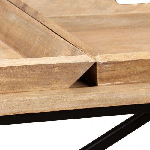 Konsolbord i massivt mangotræ - 130 × 40 × 80 cm, industrielt design