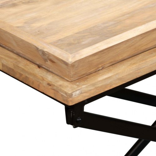 Konsolbord i massivt mangotræ - 130 × 40 × 80 cm, industrielt design