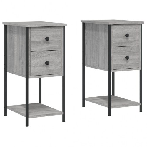 Sengeborde 2 stk. - 32×42×70 cm i konstrueret træ, grå sonoma-eg