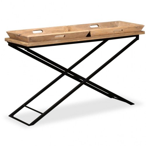 Konsolbord i massivt mangotræ - 130 × 40 × 80 cm, industrielt design