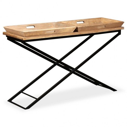 Konsolbord i massivt mangotræ - 130 × 40 × 80 cm, industrielt design