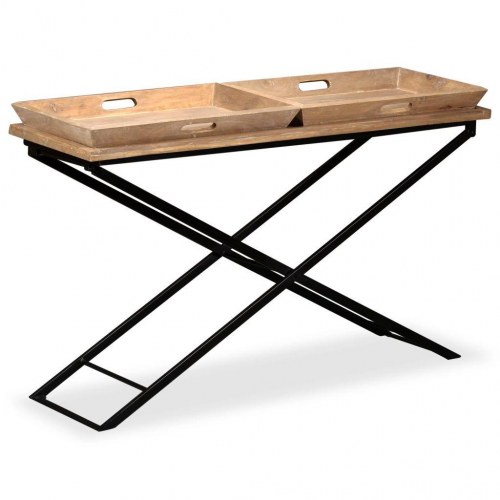Konsolbord i massivt mangotræ - 130 × 40 × 80 cm, industrielt design
