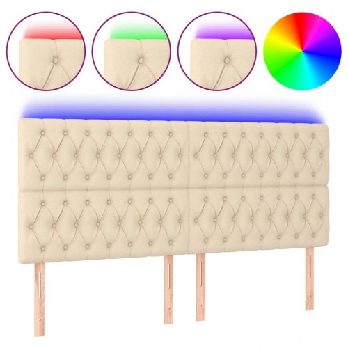 Sengegavl med LED-lys 180 x 7 x 118/128 cm - cremefarvet
