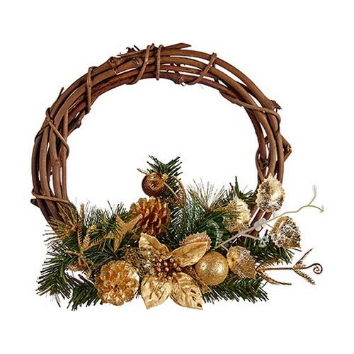 Krist+ Adventskrans 30,48 cm - brun/grøn i træ og plastik