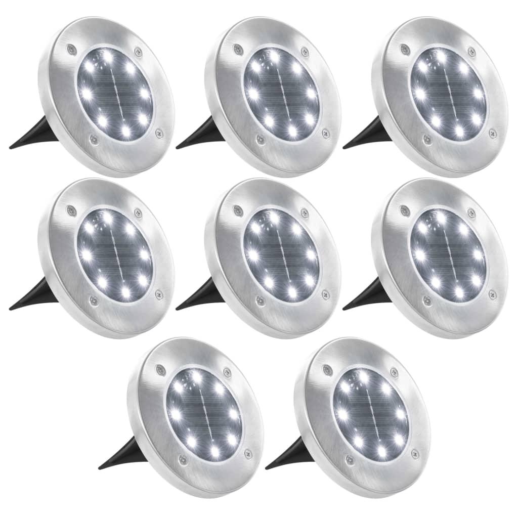 Soldrevne Led Nedgravningsspots 8 Stk. Hvidt Lys