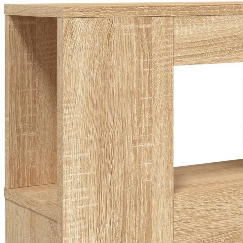 Sengegavl med LED-lys - 220 × 18,5 × 103,5 cm, sonoma-eg, konstrueret træ