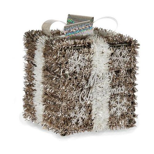 Gaveæske champagne Sølvfarvet Gylden Hvid Plastik polypropylen 13 x 17 x 13 cm