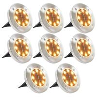 Soldrevne LED-nedgravningsspots 8 stk. varmt hvidt lys