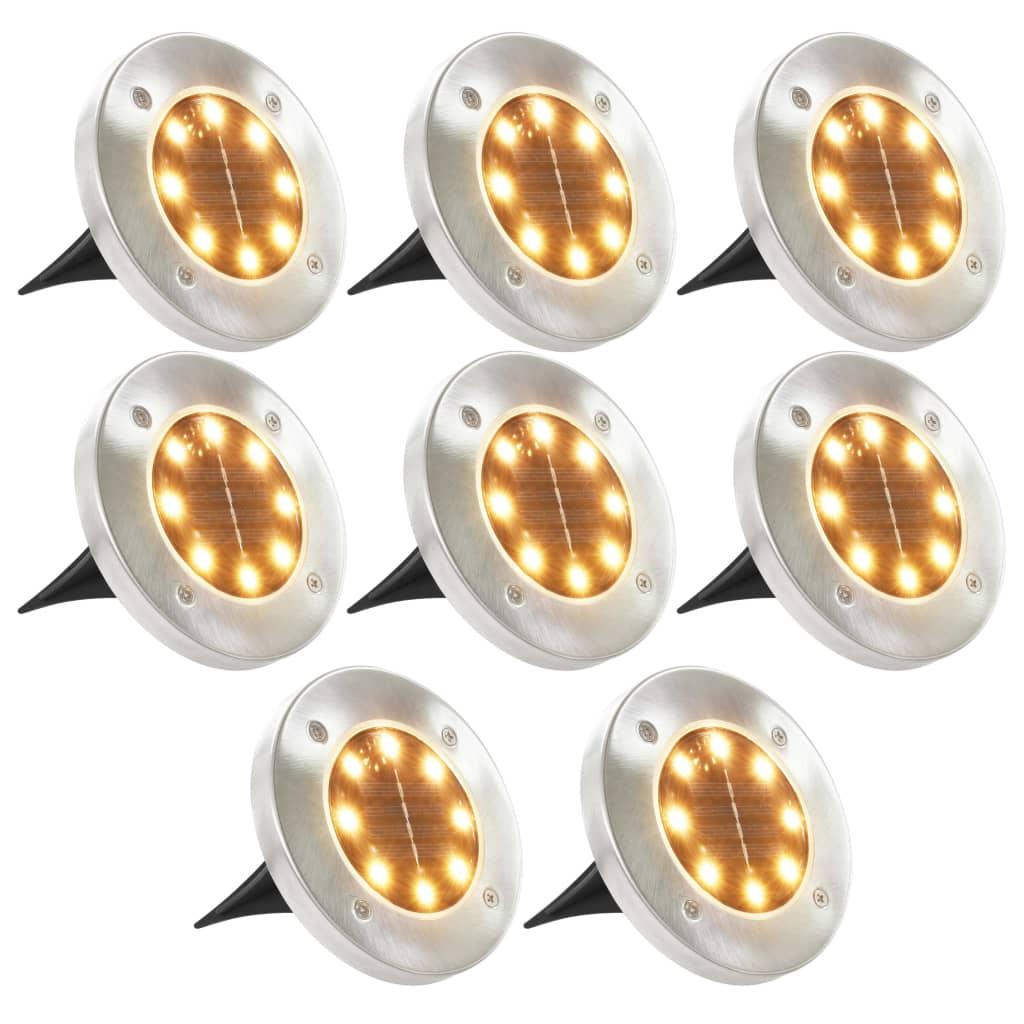 Soldrevne Led Nedgravningsspots 8 Stk. Varmt Hvidt Lys