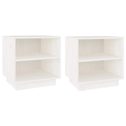 Sengeborde 2 stk. 40x34x40 cm massivt fyrretræ hvid