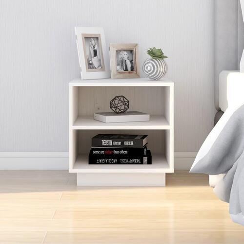 Sengeborde 2 stk. 40x34x40 cm massivt fyrretræ hvid