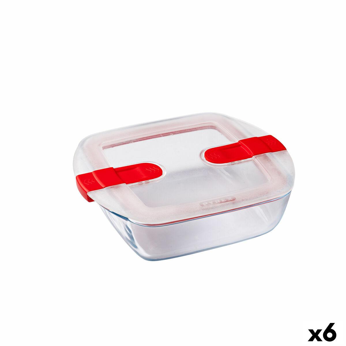 Hermetisk Madkasse Pyrex Cook&heat 1 L 20 X 17 X 6 Cm Rød Glas 6 Enheder
