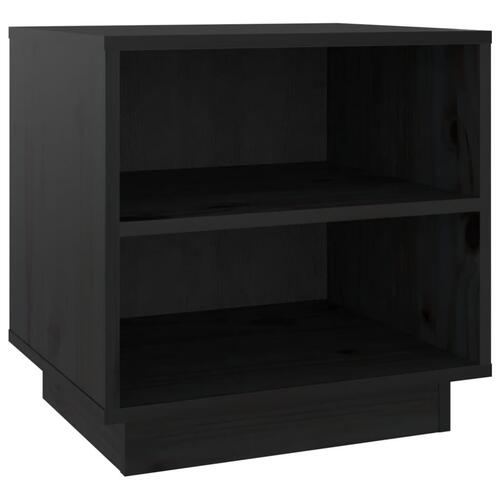 Sengebord 40x34x40 cm massivt fyrretræ sort