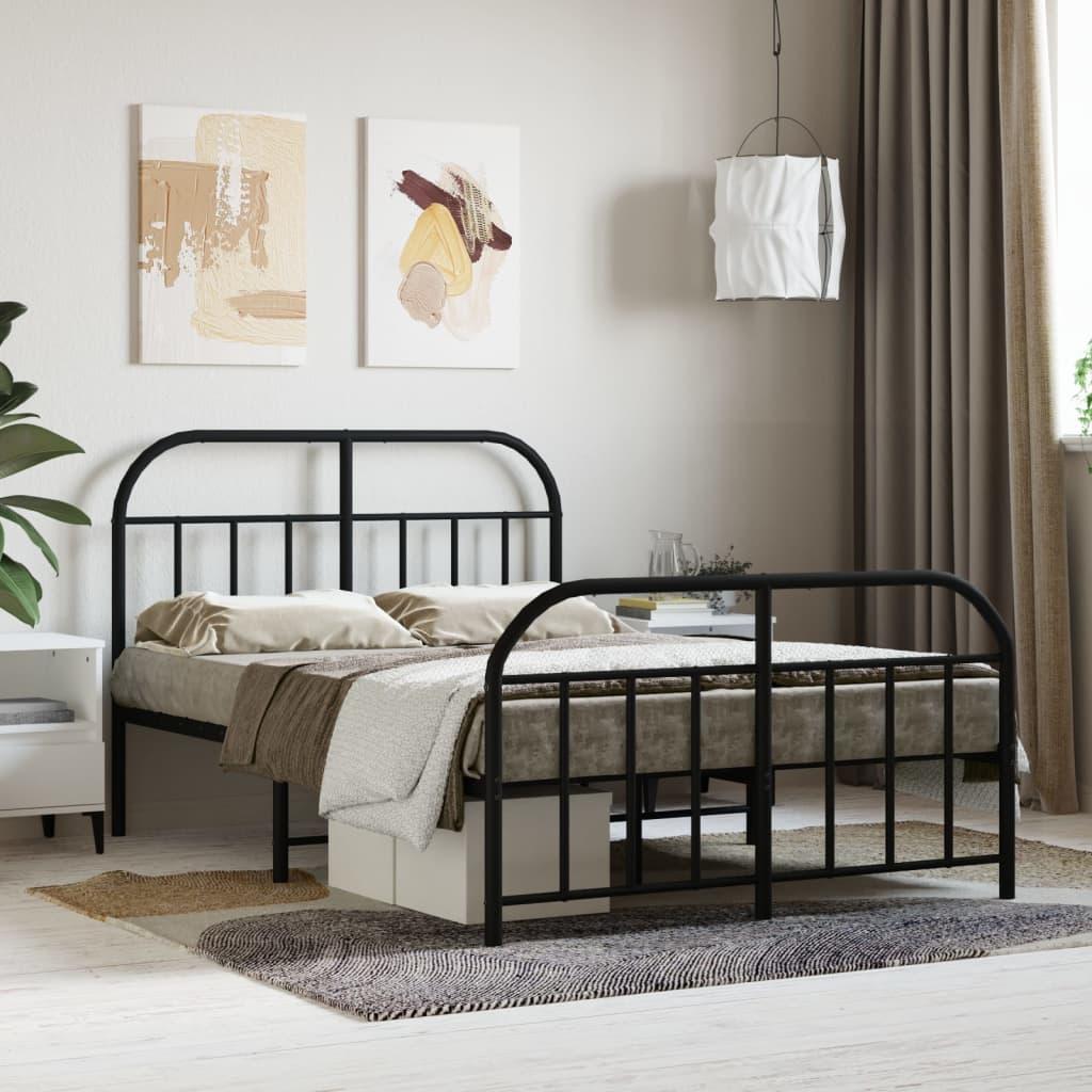 Sengeramme Med Sengegavl Metal - Sort / med hovedgærde og fodgærde / 120 x 190 cm