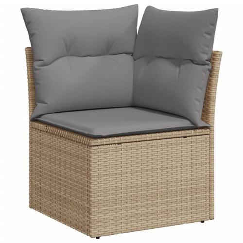 Hjørnemodul til havesofa med hynder polyrattan beige