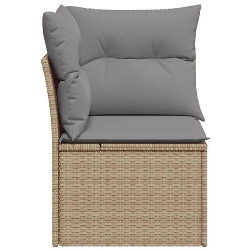 Hjørnemodul til havesofa med hynder polyrattan beige