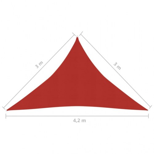 Solsejl 3×3×4,2 m - trekantet HDPE 160 g/m², rød