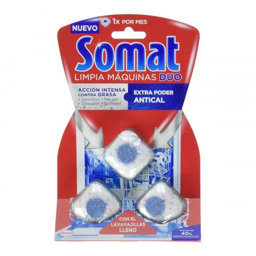 Opvaskemaskine rengøringstabletter Somat - 3 stk, anti-kalk, 125 ml/40 g