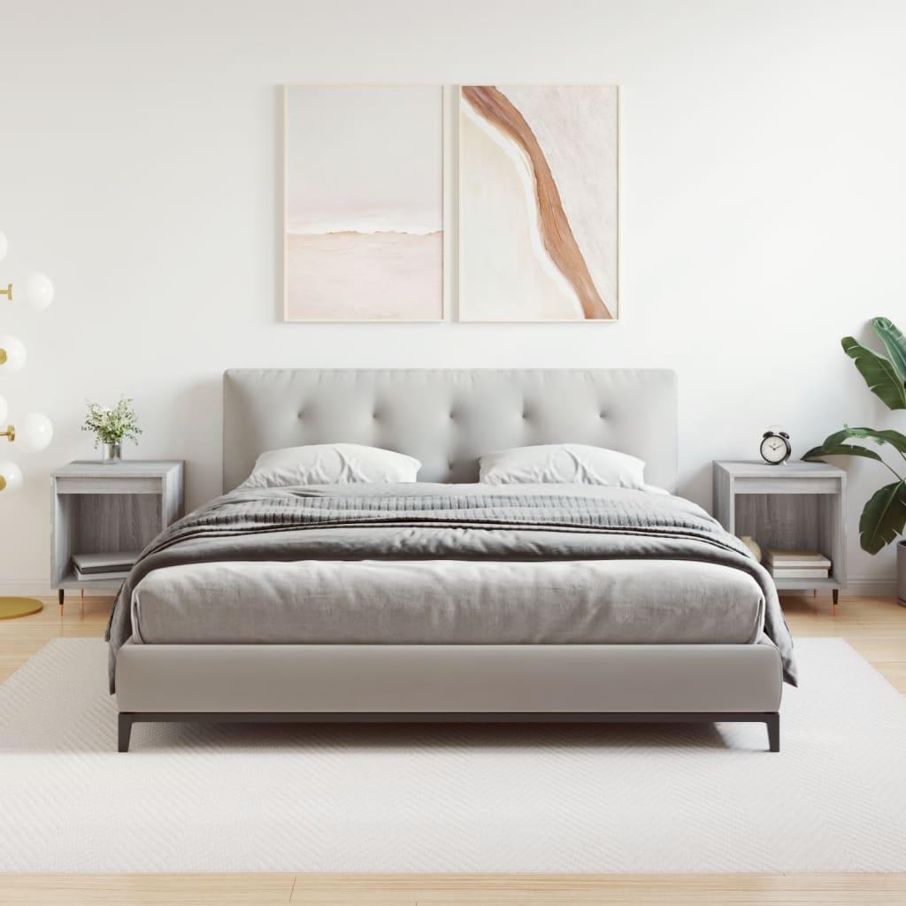 Sengeborde 2 stk. 40x35x50 cm konstrueret træ grå sonoma-eg