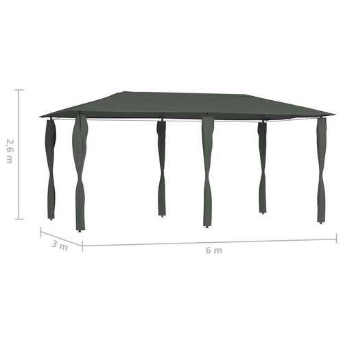 Pavillon med stolpeovertræk 2,98x5,3x2,59m 160 g/m² antracitgrå