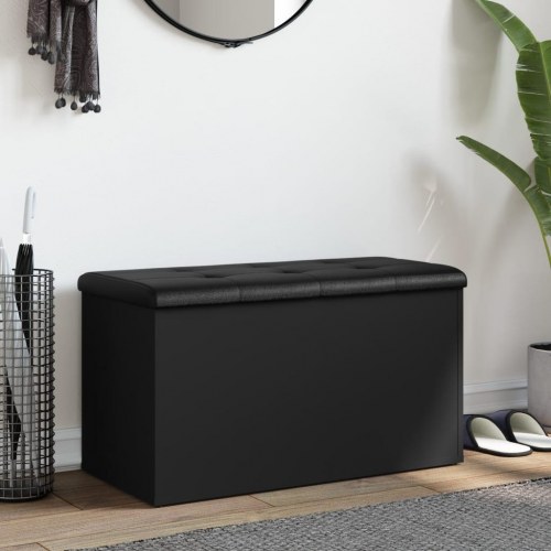 Opbevaringsbænk 82x42x45 cm konstrueret træ sort