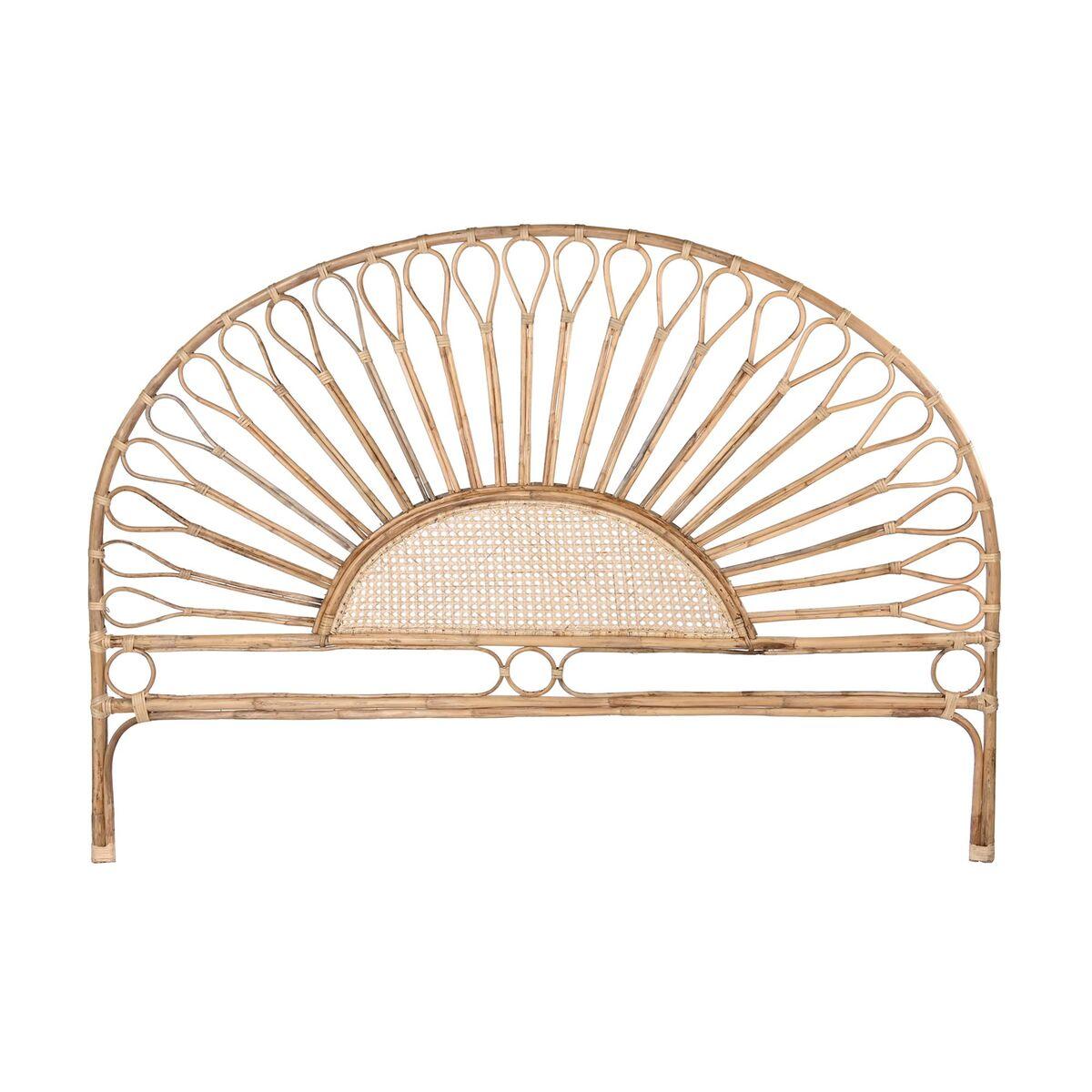 Sengegavl i natur rattan/træ - Solsikke, 178 x 4 x 90/127 cm