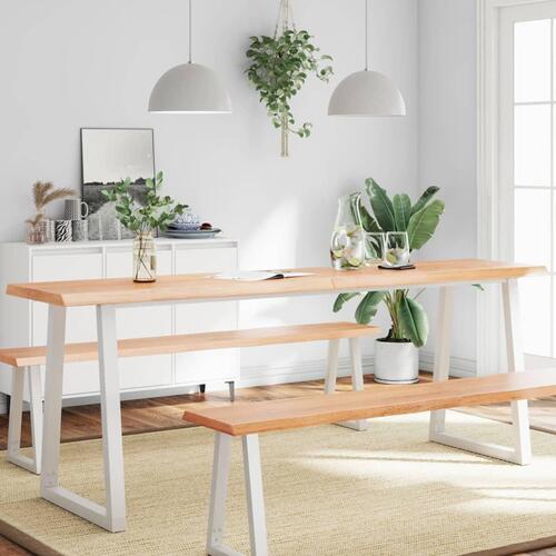 Bordplade 200x60x(2-6) cm naturlig kant behandlet træ lysebrun