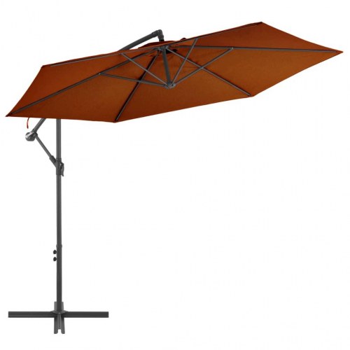 Hængeparasol 300 cm med aluminiumsstang - terracotta