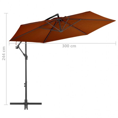 Hængeparasol 300 cm med aluminiumsstang - terracotta