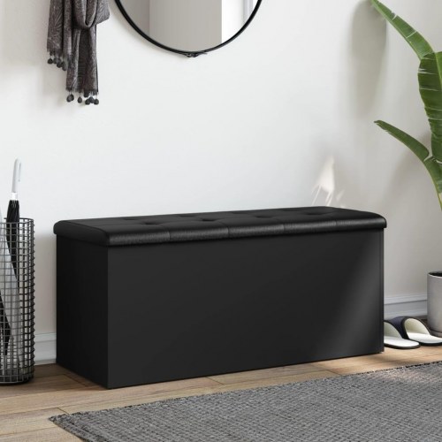 Opbevaringsbænk 102x42x45 cm konstrueret træ sort