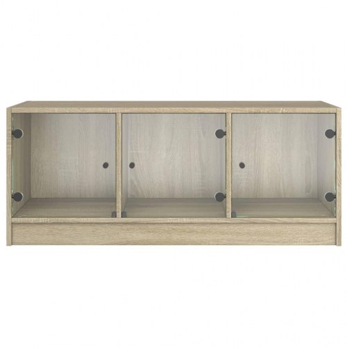 Sofabord med glaslåger 102 x 50 x 42 cm - sonoma-eg