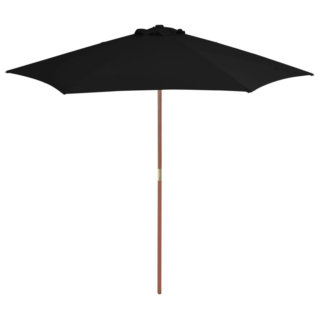 Parasol med træstang 270 cm sort