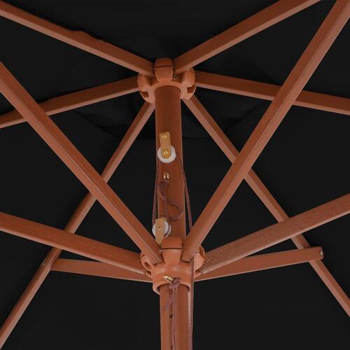 Parasol 270 cm træstang sort