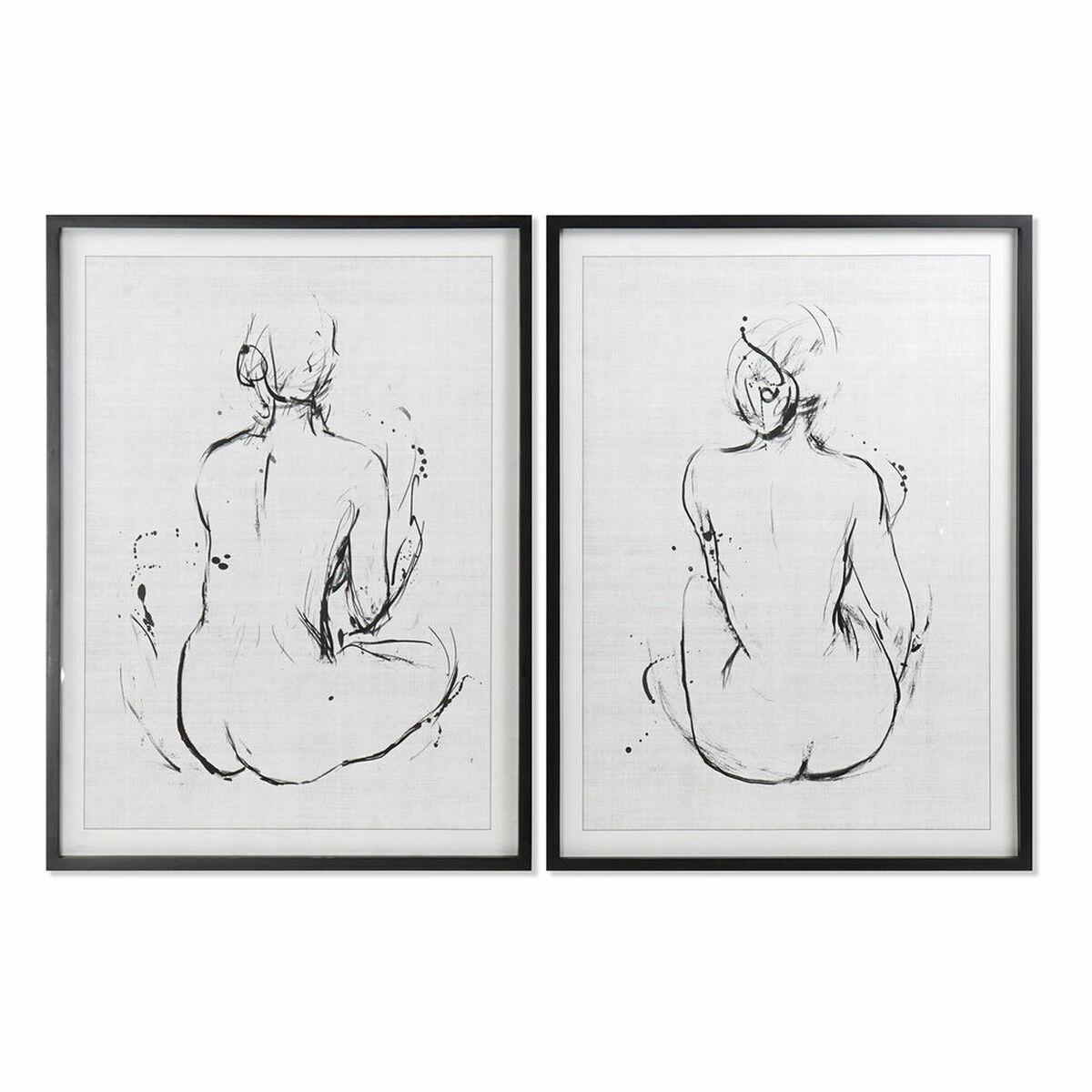Maleri 70 x 2,5 x 90 cm Dame Moderne (2 enheder)