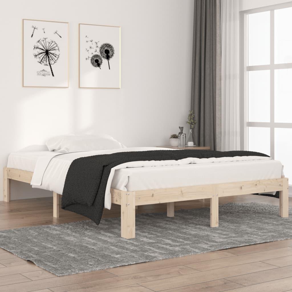 Sengeramme Massivt Træ - Naturfarvet / 140 x 200 cm