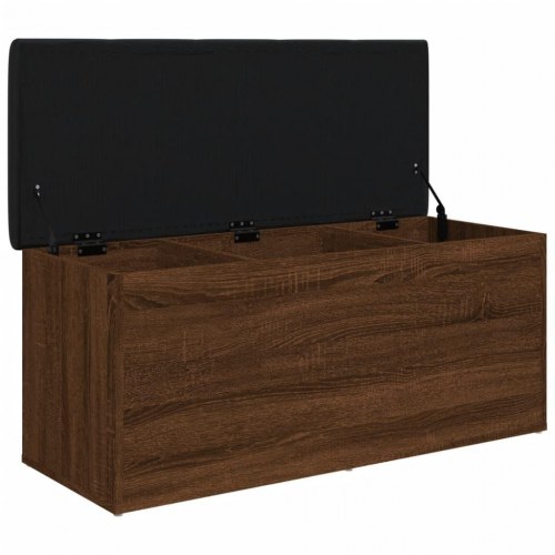 Opbevaringsbænk 102x42x45 cm konstrueret træ brun egetræsfarve