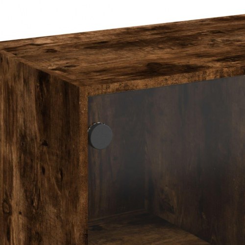 Sofabord med glaslåger 102 x 50 x 42 cm - røget egetræ