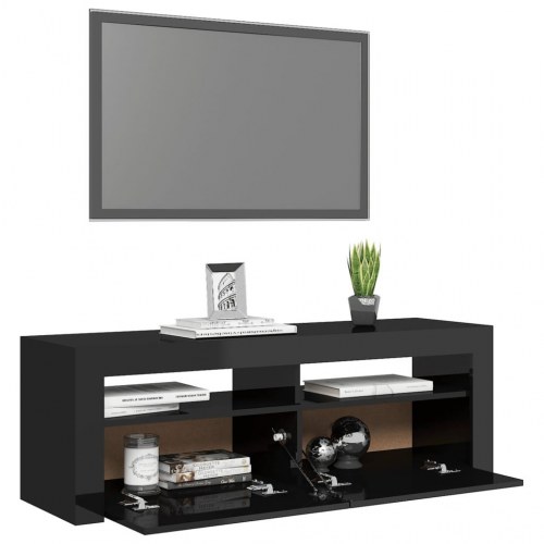 Tv-skab med LED-lys 120x35x40 cm sort højglans