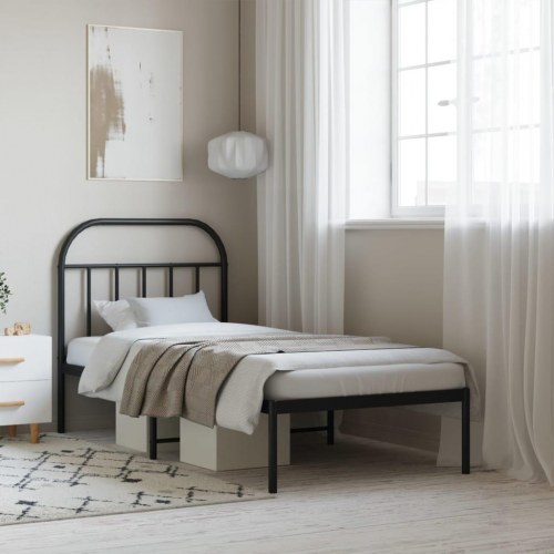 Sengeramme med sengegavl 90x190 cm metal sort