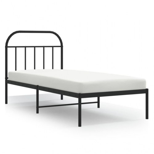 Sengeramme med sengegavl 90x190 cm metal sort
