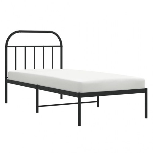 Sengeramme med sengegavl 90x190 cm metal sort