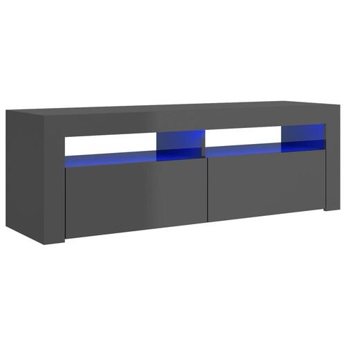Tv-skab med LED-lys 120x35x40 cm grå højglans